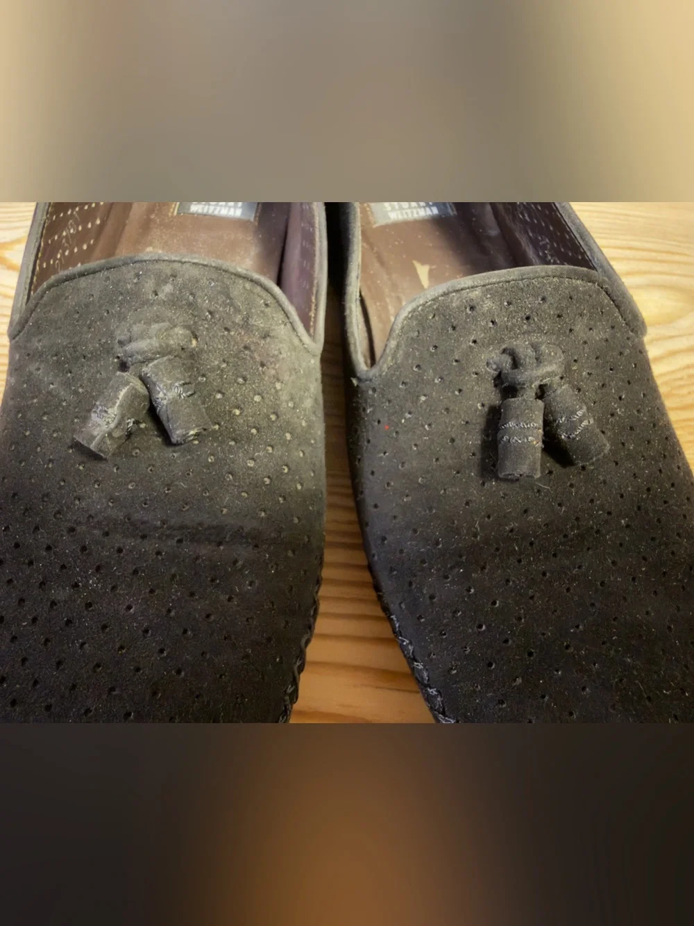 Vintage Stuart Weitzman Women's Black Suede Tassel Driving Mocs Size 7.5B